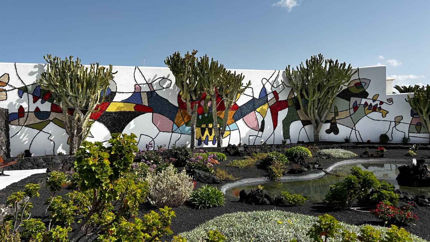 Giardino con murales colorato